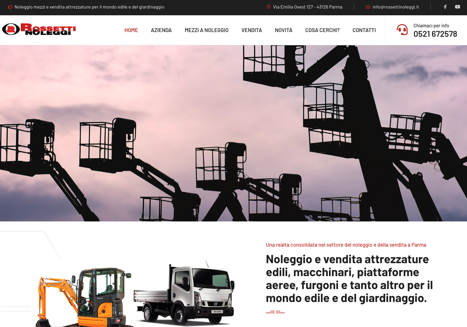 Sito web aziendale per il noleggio | Rossetti Noleggi