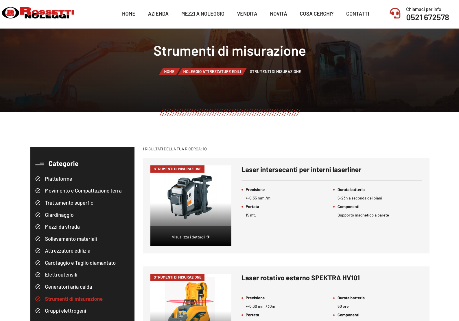 Sito web aziendale per il noleggio | Rossetti Noleggi