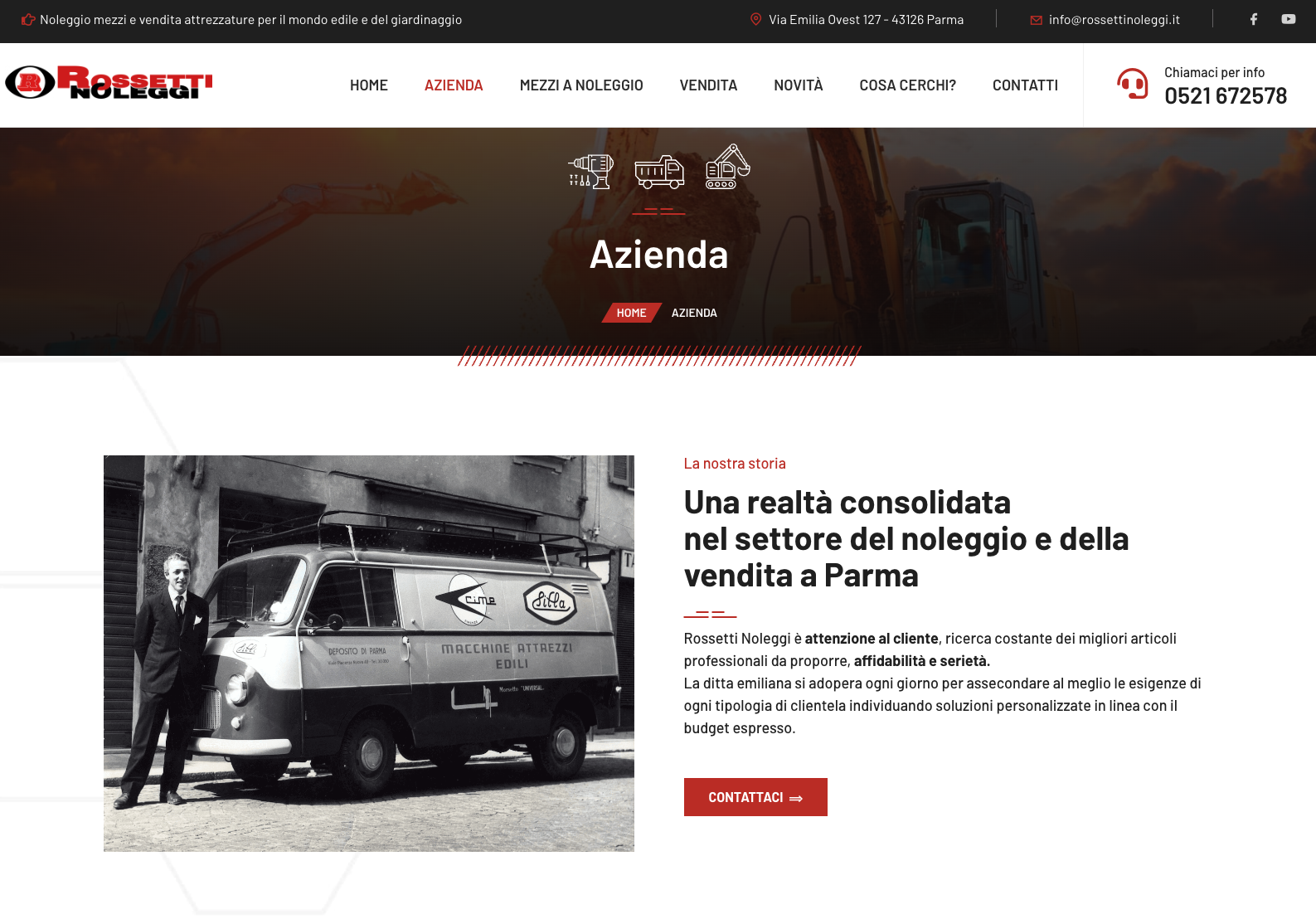 Sito web aziendale per il noleggio | Rossetti Noleggi
