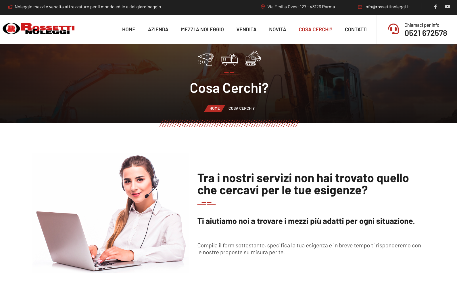 Sito web aziendale per il noleggio | Rossetti Noleggi