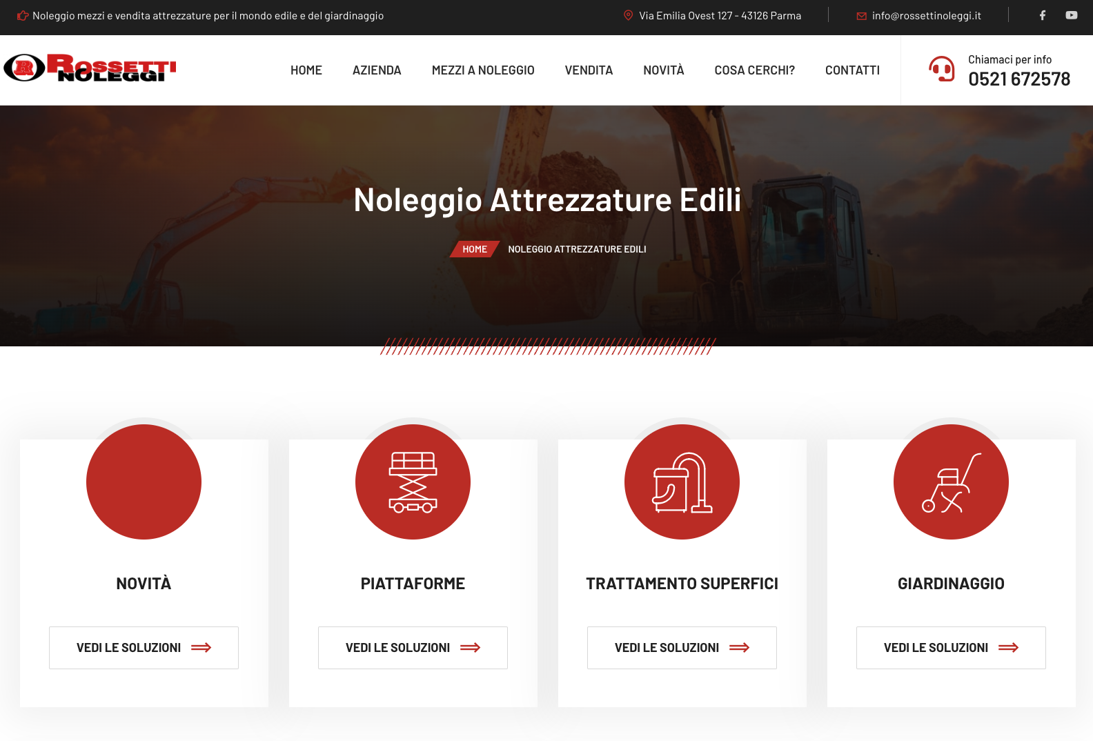 Sito web aziendale per il noleggio | Rossetti Noleggi
