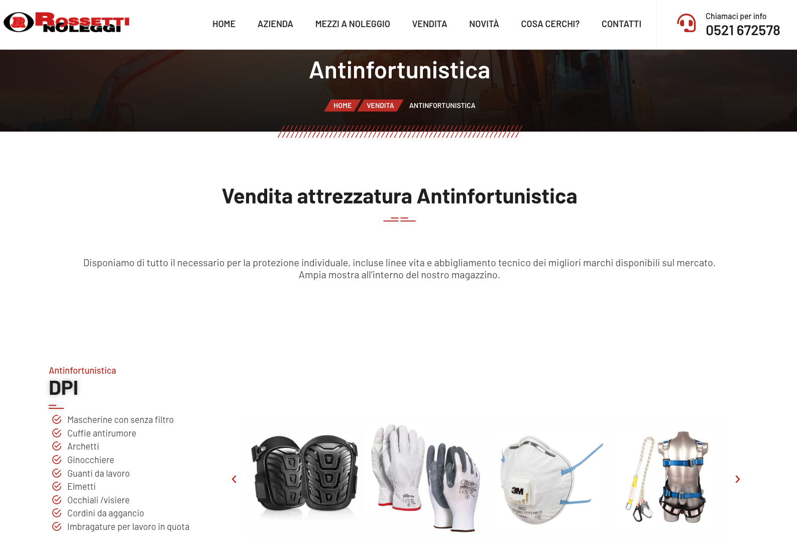 Sito web aziendale per il noleggio | Rossetti Noleggi