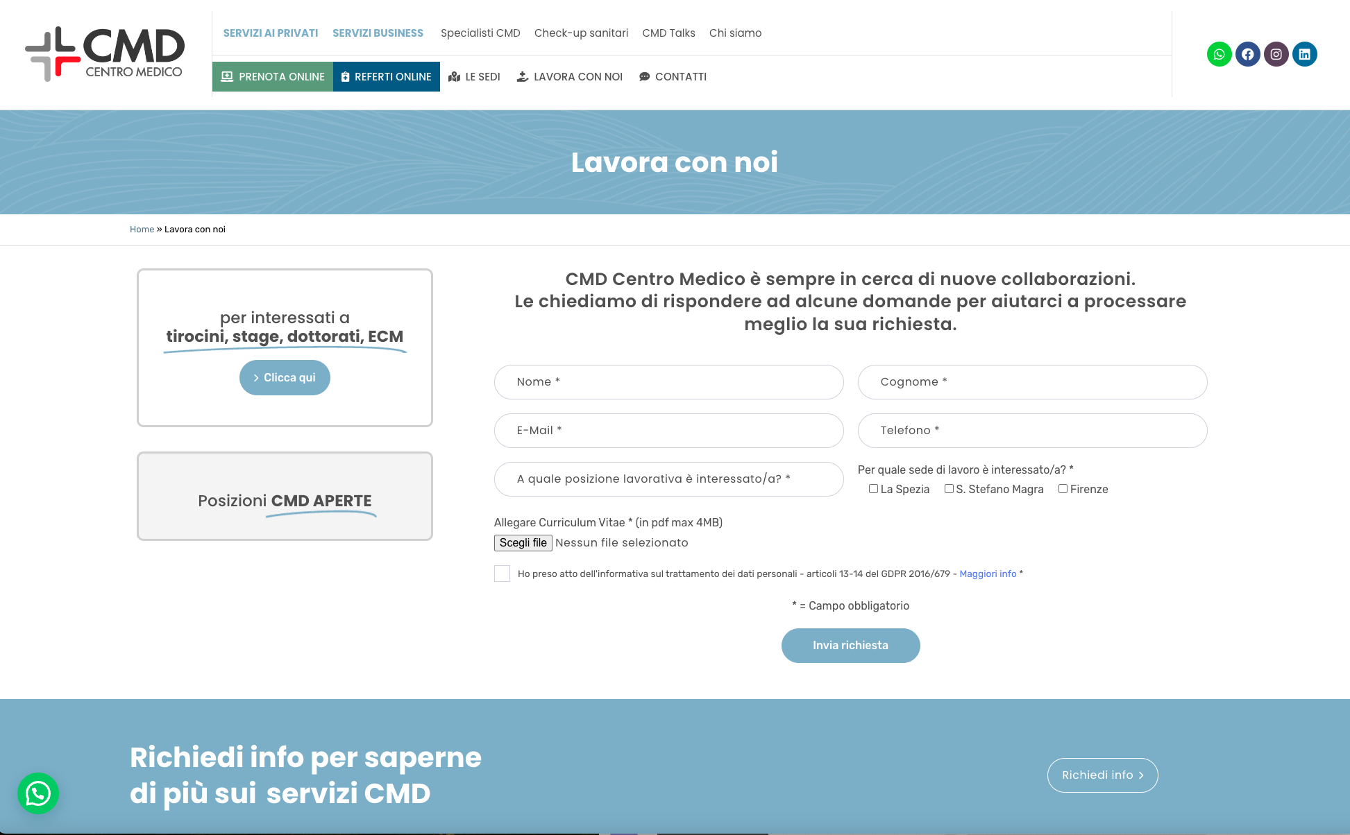 Sviluppo Sito web aziendale | CMD Centro Medico