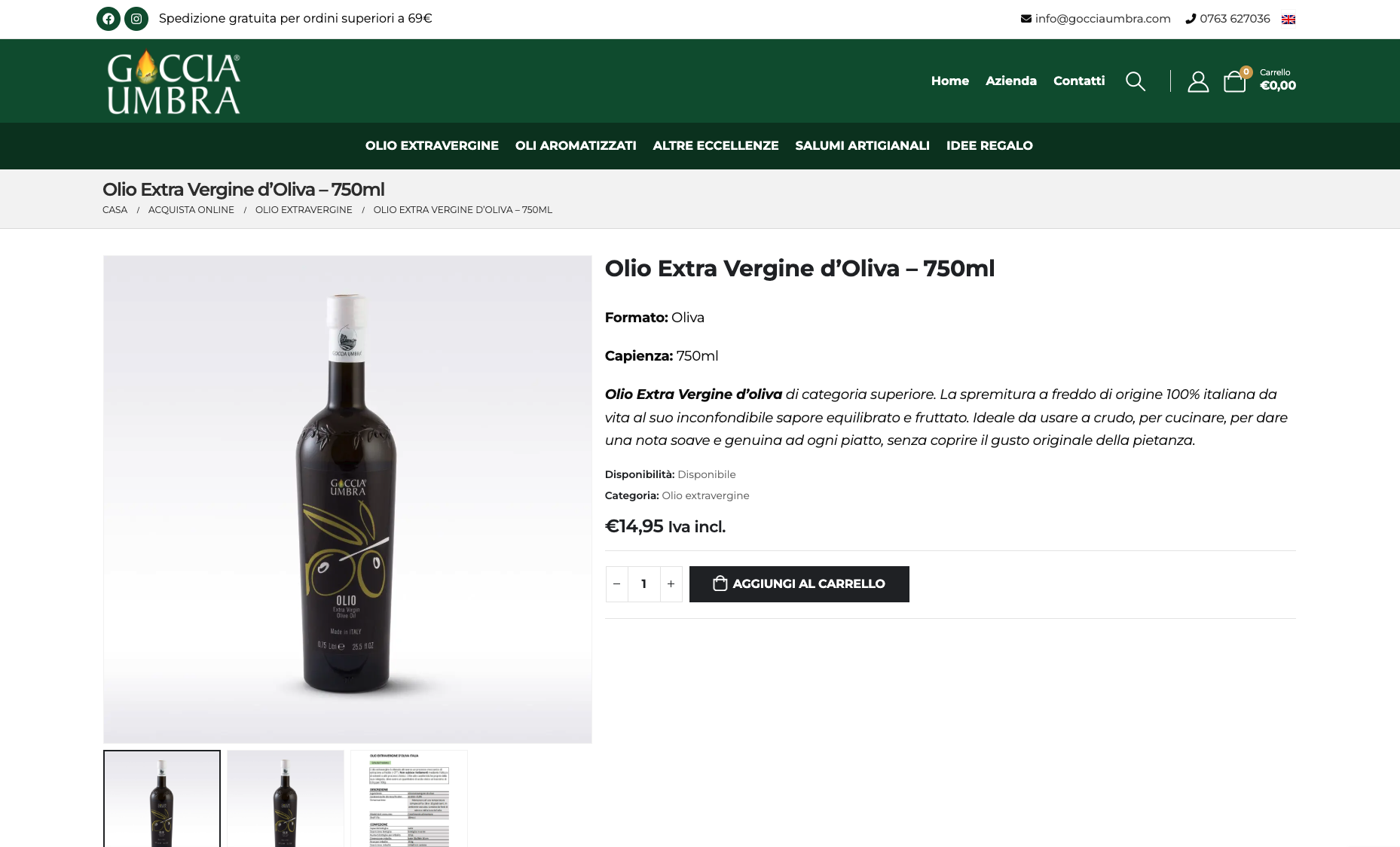 Realizzazione Sito Ecommerce Food | Goccia Umbra