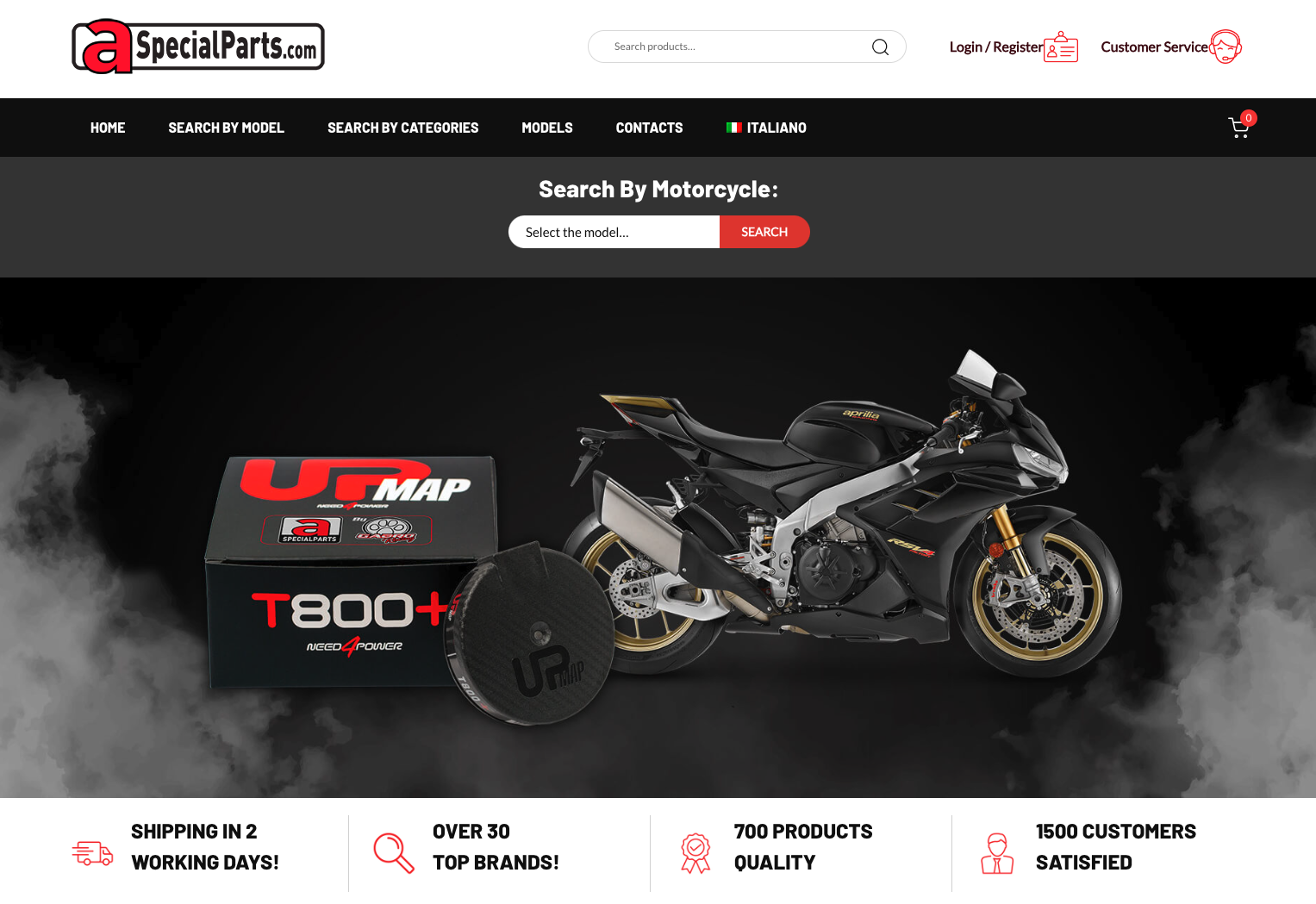 Realizzazione sito web ecommerce ricambi moto aprilia