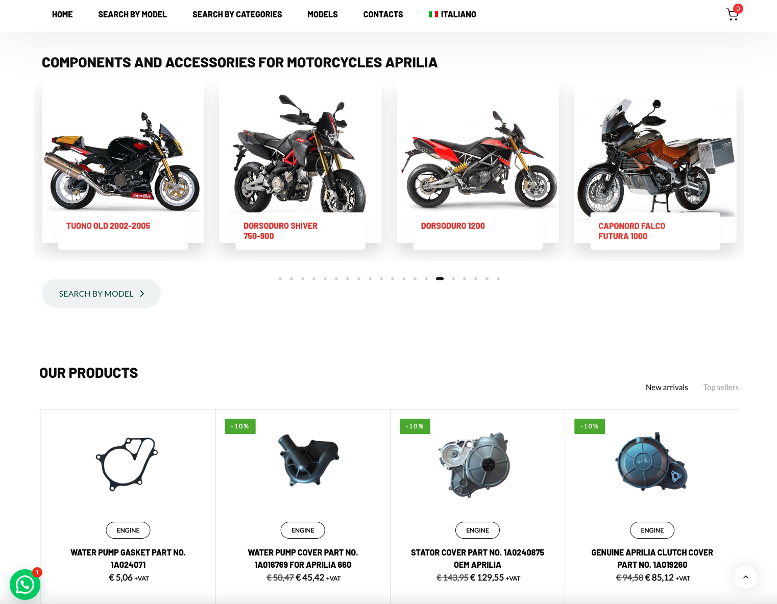 Realizzazione sito web ecommerce ricambi moto aprilia