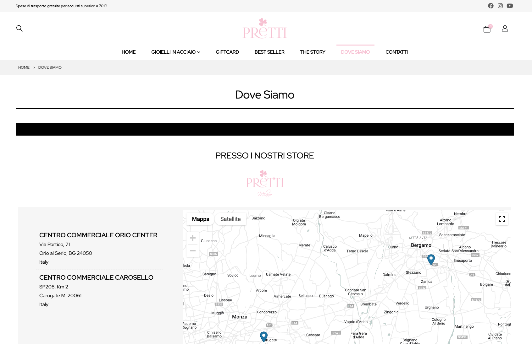 Realizzazione Sito Ecommerce gioielli | PRETTI MILANO