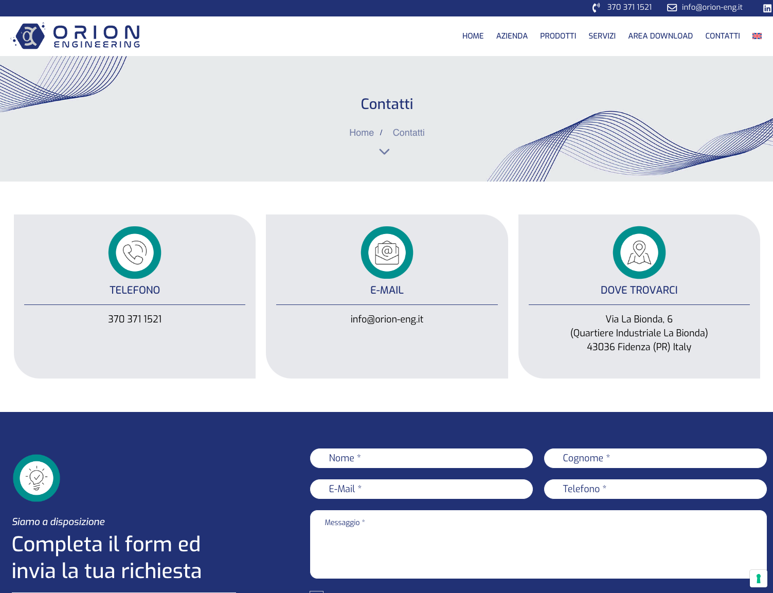 Realizzazione sito web Orion Engineering