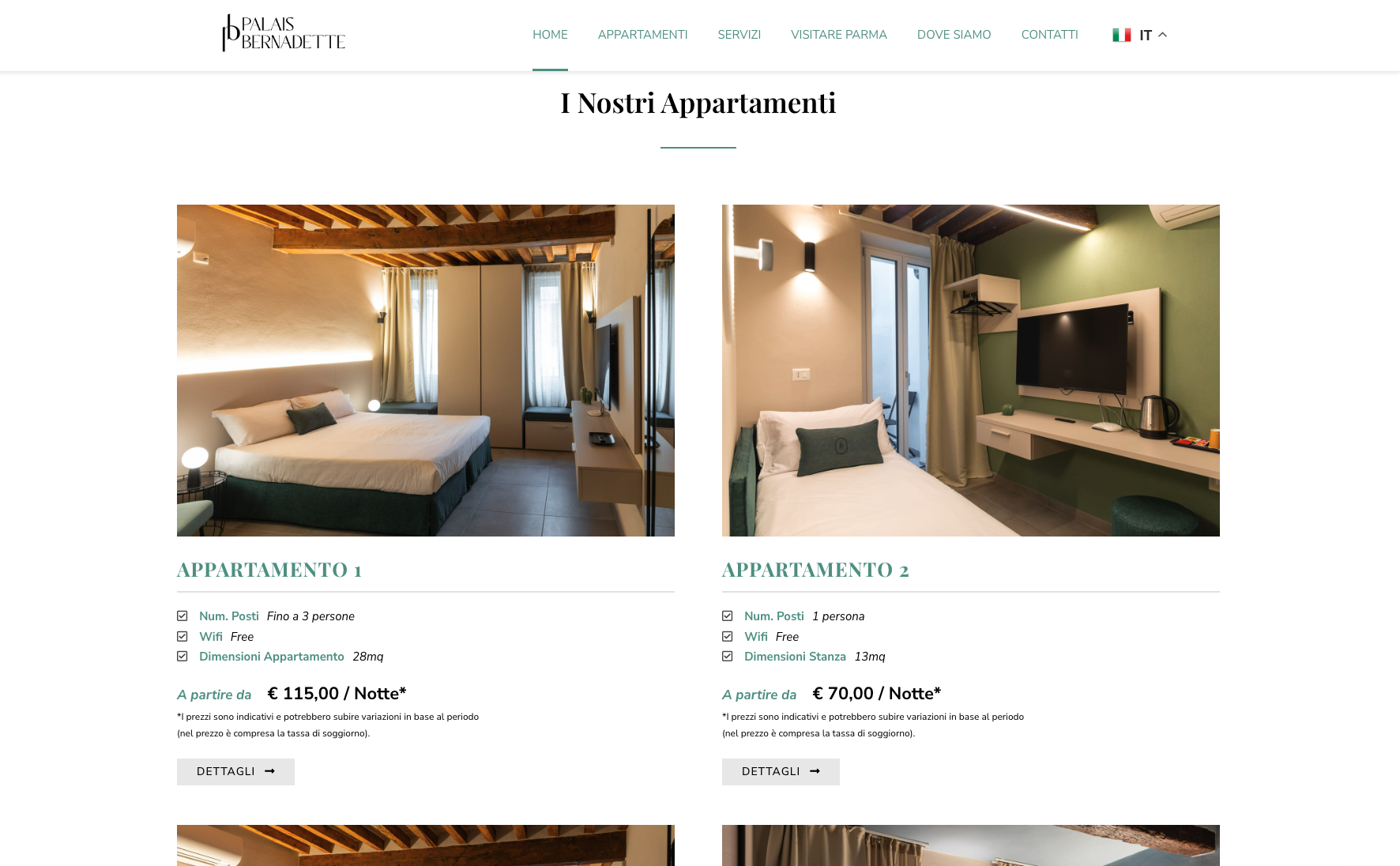 Realizzazione Sito web appartamenti | Palais Bernadette