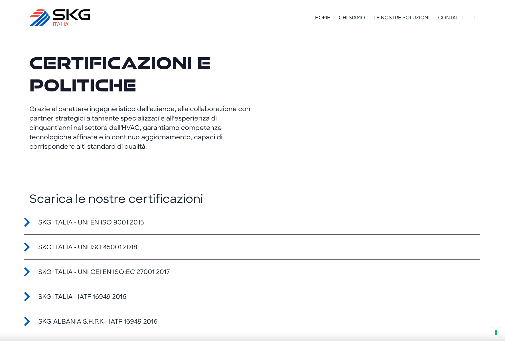 Creazione sito web aziendale | SKG Italia