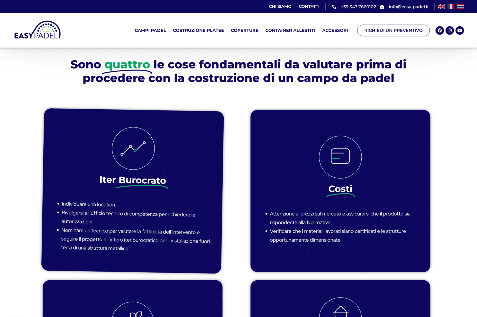 Realizzazione sito web costruzione campi padel | Easy Padel