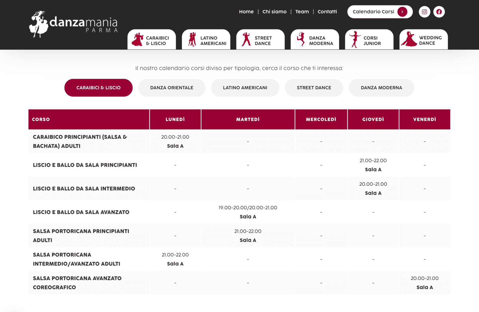 Realizzazione sito web scuola danza sportiva